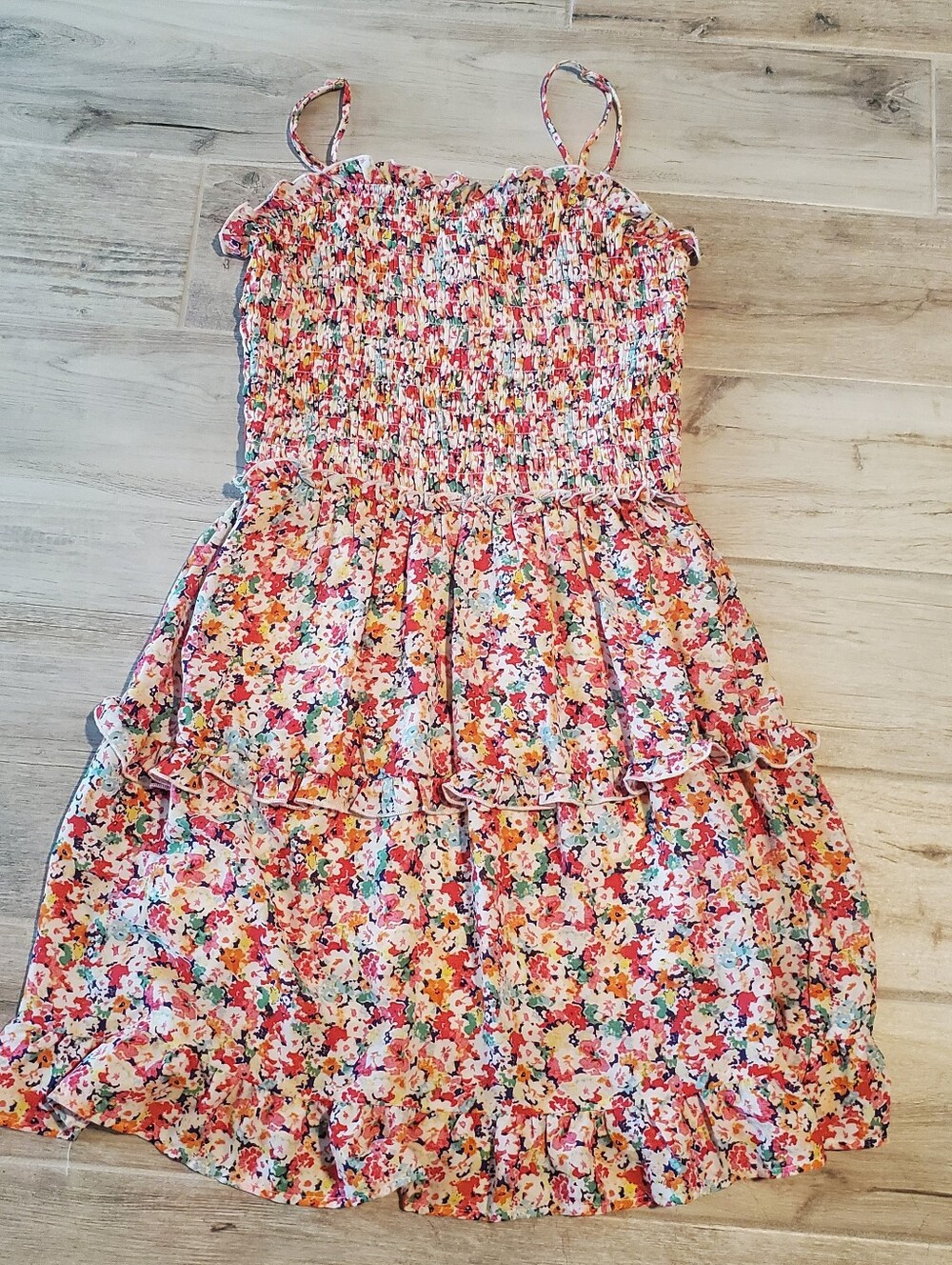 Jessica Simpson • Spaghetti Strap Floral Smocked Ruffle Dress - Size XS